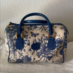 Gucci Blue Floral Satchel Bag